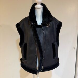 Blank NYC Black Faux Shearling Vest
